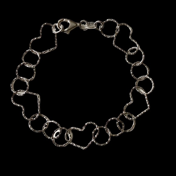 Sterling Silver Open Hearts Bracelet - Picture 5 of 5
